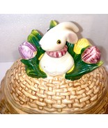 Easter Egg Fine China Pastel  7 inches  Bunny And Tulips - $365.20 MXN