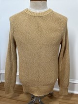 Lands End S 34-36 Marled Yellow Rib Knit Drifter Cotton Crewneck Sweater - £18.67 GBP