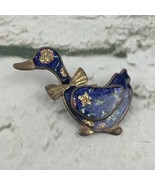 Fancy Goose Brooch Vintage 90’s Retro Blue Gold Toned Fashion Jewelry - $11.88