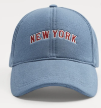 Zara Man ” New York &quot; Embroidered Text Baseball Cap Hat Blue - £39.54 GBP
