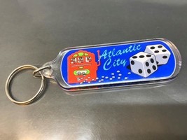 Vintage Souvenir Keyring Atlantic City Nj Keychain Slot Machine Porte-Clés Dice - £5.92 GBP