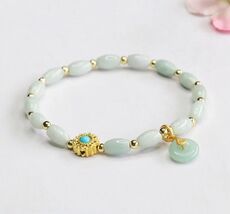 Natural A Grade Jadeite Beacelets Women&#39;s 6mm Round Beaded Jade Bracelet... - $16.90 CAD
