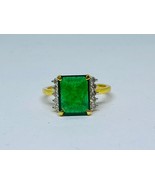 7.23 carat octagon shape natural emerald ring with diamonds in 18k hallm... - £1,712.36 GBP