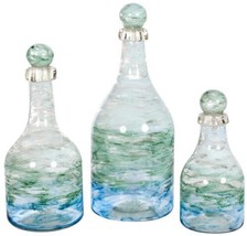 Bottles Bottle Vase Ocean Blue Set 3 Glass - £278.97 GBP