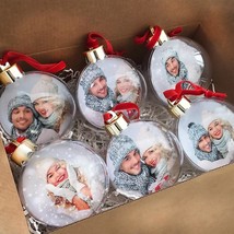 Personalized Floating Photo Ornament - Christmas Baubles - Photo Ornament - Chri - £11.99 GBP