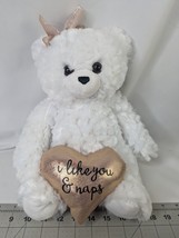 The Petting Zoo White Bear Plush Heart I Love You Naps 13 Inch Stuffed Animal - £10.23 GBP