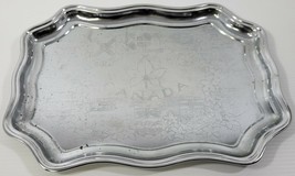 I) Vintage Etched Canada Souvenir Silver Plate Serving Tray 16&quot; x 12&quot; - $364.20 MXN