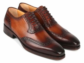 Paul Parkman Mens Shoes Oxfords Brown Goodyear Welted Wingtip Handmade 6... - £463.61 GBP