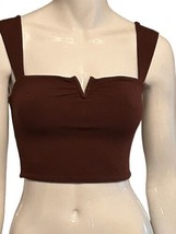 Brown Crop Tank Top Naked Wardrobe The V-ery Women&#39;s Small Shirt NEW - £22.85 GBP