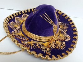 SALAZAR YEPEZ Mexican Mariachi Sombrero Hat PURPLE GOLD No Size SM Youth - £47.03 GBP