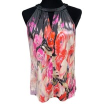 Elie Tahari Johanna Diva Red Silk Abstract Floral Y2K Boho Halter Blouse Small - £19.84 GBP