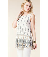 Vocal~Oatmeal Black Brown Sublimation Tank Sleeveless~Rhinestones~Blouse... - $43.50