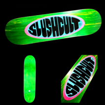 Slushcult Green Logo Fullsize Normal Skateboard 8.5&quot; Deck Slush Cult - £73.44 GBP