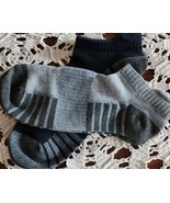 2-Pair ~ NAVY &amp; GRAY ~ Blocked ~ Solid ~ Stripes ~ Ribbed ~ Knit ~ Ankle... - $28.06 CAD