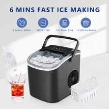 26 Lbs Countertop Ice Maker Machine, 9 Bullet-Shaped Ice in 6 Min, Auto-Cleaning - £73.96 GBP