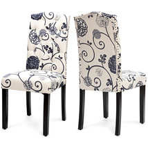 Costway Set of 2 Tufted Dining Chair Upholstered Nailhead Trim Rubber Wooden Leg - £172.49 GBP