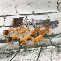 Wildlife Mini Animal Figures Lot Of 14 In 7 Pairs Lions Zebras Tigers El... - £11.67 GBP