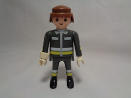 1997 Playmobil Fireman Firefighter Grey Uniform Male Replacement Figure  - £1.18 GBP