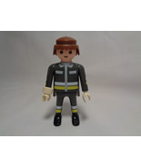 1997 Playmobil Fireman Firefighter Grey Uniform Male Replacement Figure  - £1.19 GBP