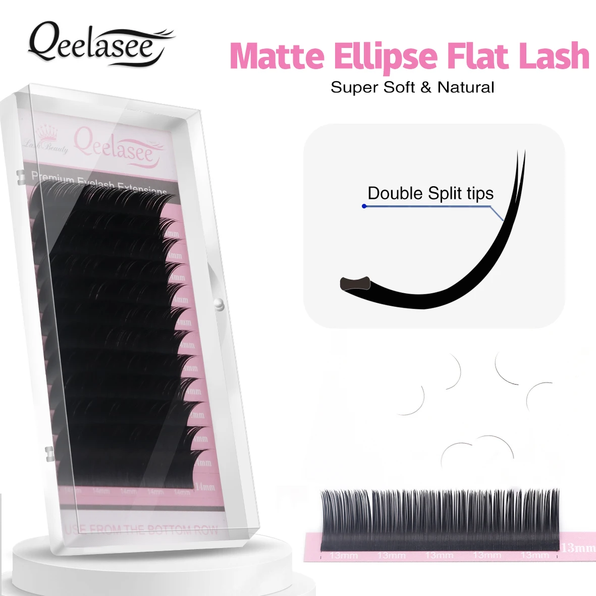 Qeelasee matte flat lashes split tips indiviB mink ellipse shaped natura... - £18.78 GBP