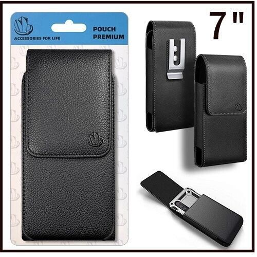 For Nokia 8 V 5G Uw (7" X 3.5") Black Leather Pouch Belt Clip Holster Case Cover - £15.17 GBP