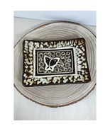 Pottery Rectangle Curved Plate Sushi Decorative Butterfly Rustic Asian I... - £9.19 GBP