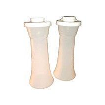 Vintage Tupperware 6&quot; Sheer Hourglass Salt &amp; Pepper Shaker Set White Lids - £15.67 GBP