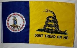 Trade Winds 3x5 Gadsden Don&#39;t Tread On Me Virginia State Flag 3&#39;x5&#39; Banner Brass - £4.70 GBP