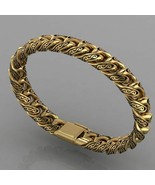 Mens Miami Cuban Link Modern Abstract Bracelet 14K Yellow Gold Finish 92... - $275.43 CAD