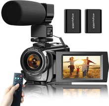 Aasonida Video Camera Camcorder For Youtube, Digital Vlogging, 2 Batteries - £93.51 GBP