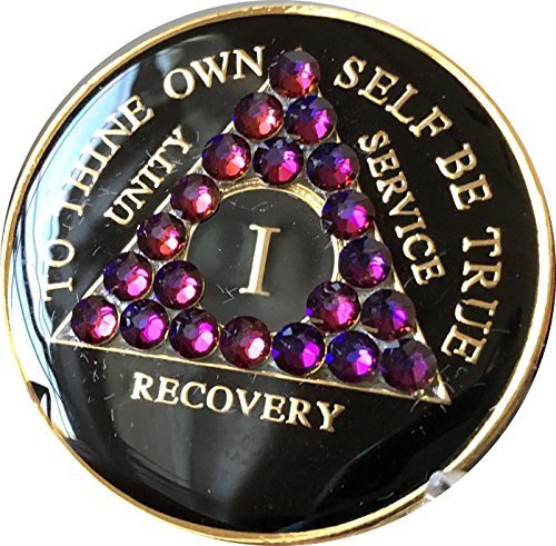 1 - 50 Year AA Medallion Black Tri-Plate Volcano Color Swarovski Crystal Chip