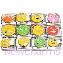 12 Emoji Italian Charms 9mm - Face Smiley Happy Sad Mad Sick Love Similes MIX110 - £8.60 GBP