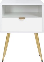 Nightstand With Drawer And Shelf, Wood End Table For Living, Simple Assembly. - £51.00 GBP