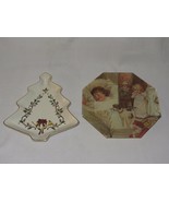 2 Christmas plates 1 Mikasa Tree Candy Dish 1 Octagonal Decoupage Glass - £15.81 GBP