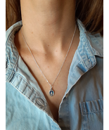 Tiny Blue Miraculous Medal Necklace - £15.60 GBP