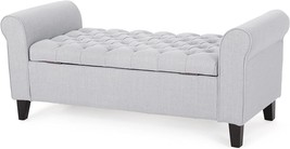Christopher Knight Home Keiko Fabric Armed Storage Bench, Light Grey - £126.26 GBP