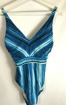 Jantzen Womens Blue Striped One Piece Bathing Suit Swimwear MSRP $118 SZ 6,10 - £35.06 GBP