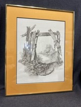 Framed Signed Black &amp; White Drawing By La Thayne D Peterson - £35.19 GBP