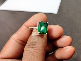 Bague en émeraude taillée vert émeraude naturelle de 5 carats en plaqué or... - $86.36