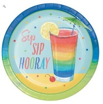 Sip Sip Hooray! Summer Cocktails 8 Ct Dessert Cake 7in Plates Pool Party - £3.94 GBP