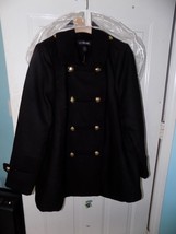 LANE BRYANT $170 Black Double Breasted Military Peacoat Coat Plus 18/20 NEW - £87.25 GBP