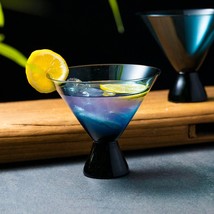 Blue Cocktail Glasses Glassware Drinking Modern Stemless Martini Whiskey... - £26.66 GBP