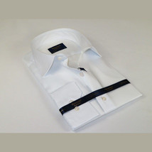 Men 100% Fancy Cotton Shirt Manschett Quesste Turkey Slim Fit 6041-03 White image 7