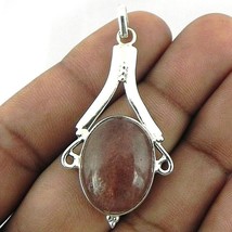 925 Sterling Silver Pendant Necklace Strawberry Quartz Handmade Jewelry PS-1804 - £45.01 GBP