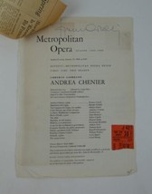 Franco Corelli Signed Metropolitan Opera Magazine Page Ticket Stub Article - $148.49