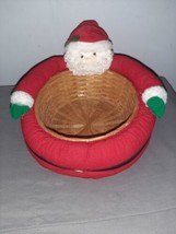 Christmas Santa Plush Hugging Rattan 8&quot; Basket - £15.92 GBP