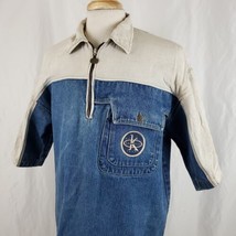 Vintage 90&#39;s Knockout Jeans 1/4 Zip Pullover Denim Shirt, Linen/Rayon Co... - £26.31 GBP