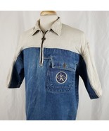 Vintage 90&#39;s Knockout Jeans 1/4 Zip Pullover Denim Shirt, Linen/Rayon Co... - £26.33 GBP
