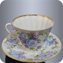 Tea Cup and Saucer Lomonosov Imperial Porcelain LFZ Blue Flowers Hand Paint - £28.95 GBP