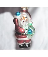 Blown Glass Standing Santa with Wreath Ornament - $5.93